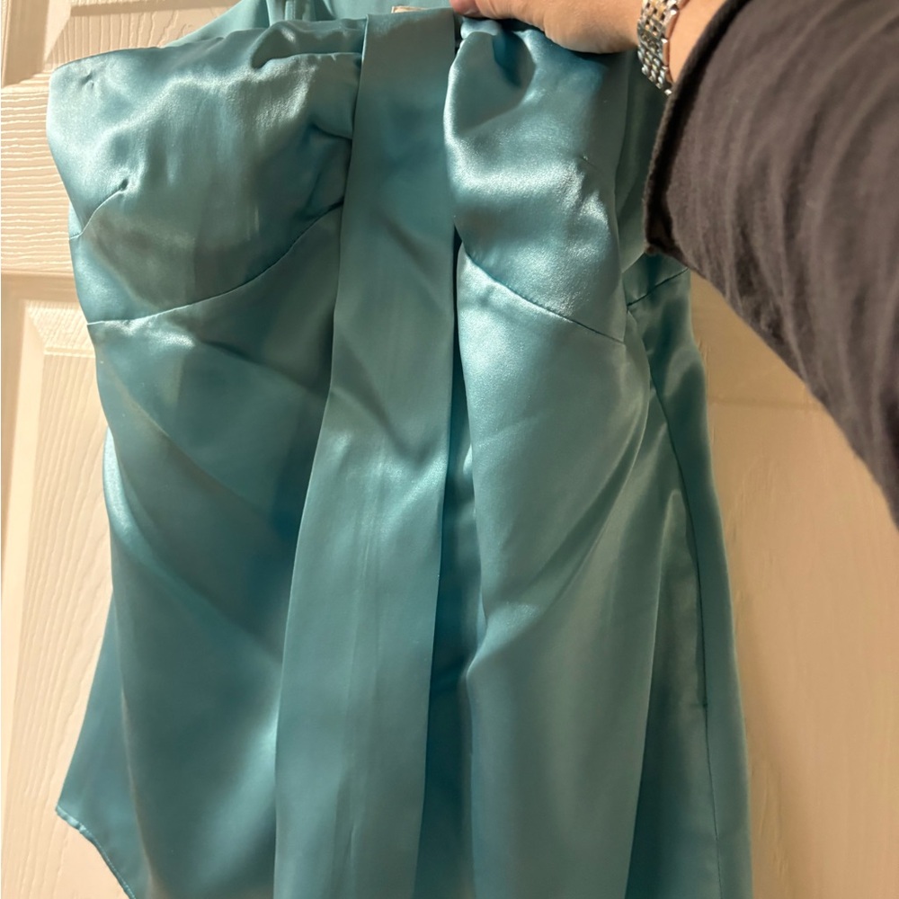 LOFT Aqua Satin Blouse